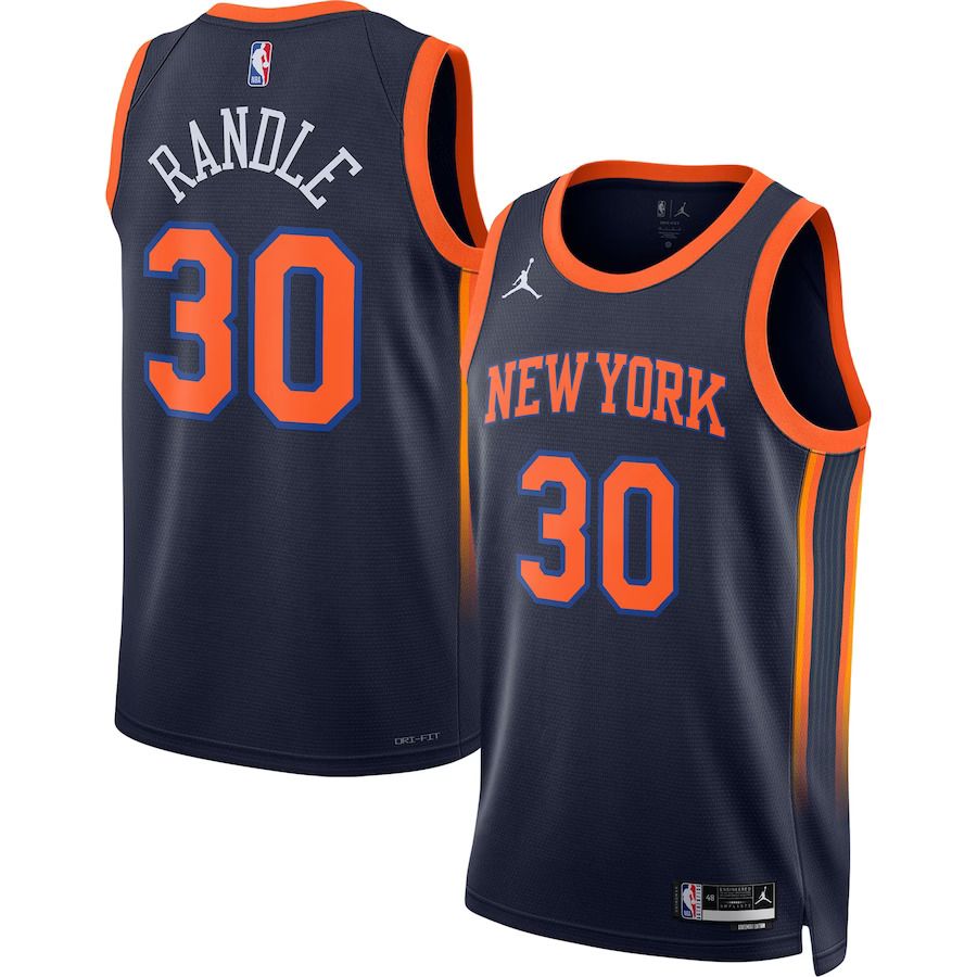 Men New York Knicks #30 Julius Randle Jordan Brand Navy 2022-23 Statement Edition Swingman NBA Jersey
